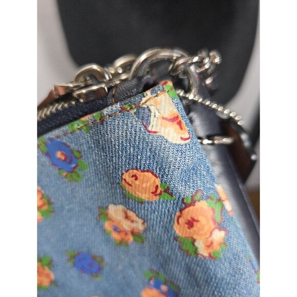 Coach Layla Shoulder Bag in Denim with Floral Print and Leather M1681-F57549 - Picture 7 of 9